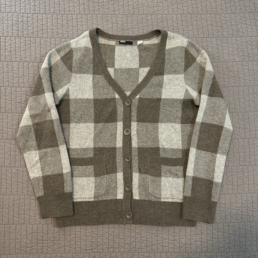 BDG Cardigan Sweater Men Small Brown Grey Wool Blend Grandpa Y2K 90s Urban Style